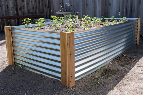 corrugated steel planter box diy|corrugated raised garden bed.